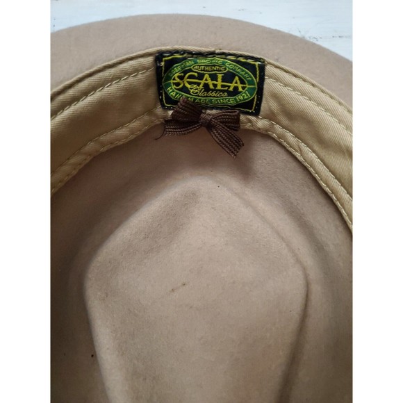 SCALA Classico 100% Wool Tan Fedora Hat Village Dorfman Pacific Men's Small - Picture 9 of 12